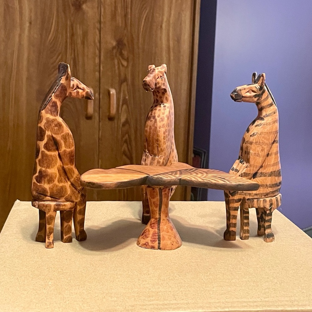 Handcrafted Animal Figurine Set - Brown